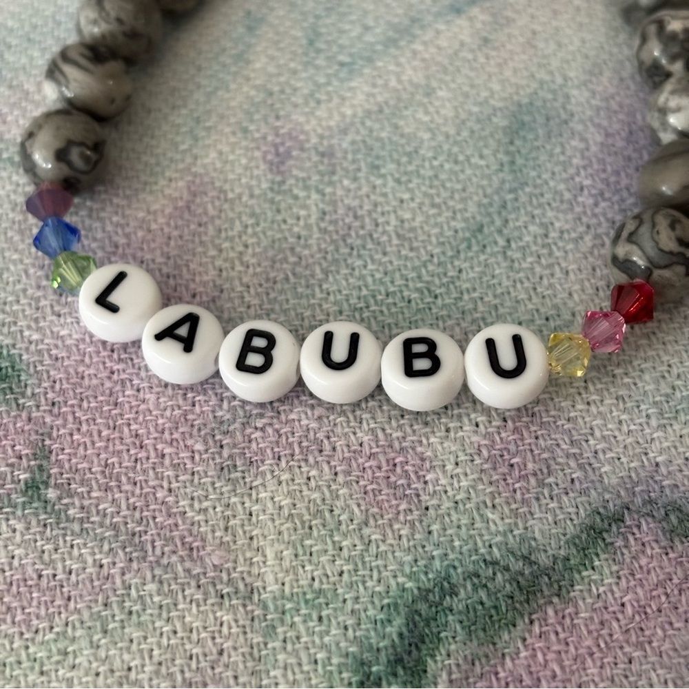 Labubu ID inspired Beaded Bracelet - Multicolor Swarovski crystal beads